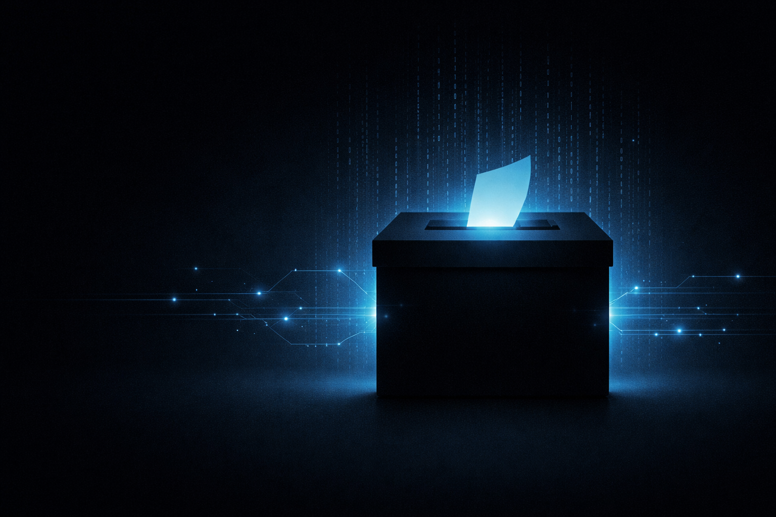 Urna e fluxos de dados simbolizando como algoritmos influenciam visibilidade política